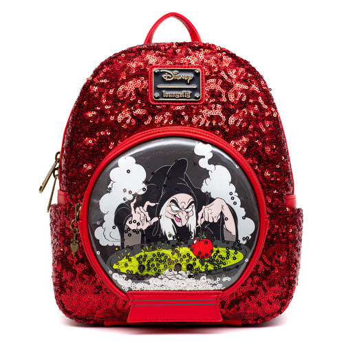 evil mini backpack EXCLUSIVE DROP: Loungefly Disney Villains Evil Queen Old Hag Sequin Snow Globe Mini Backpack