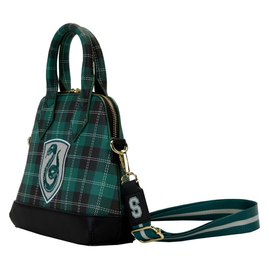 Loungefly Harry Potter Slytherin Patch Varsity Plaid Crossbody Bag