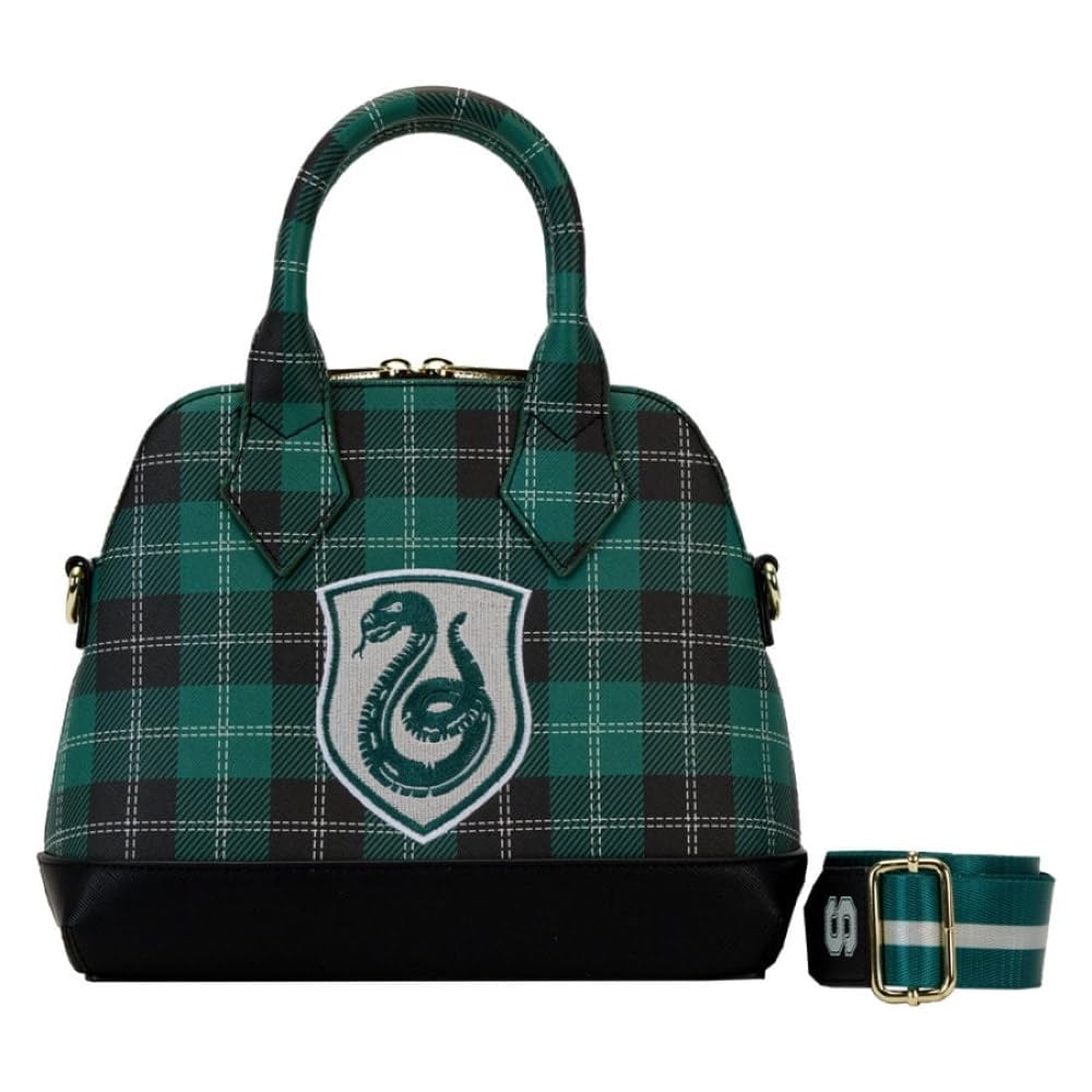 Loungefly Harry Potter Slytherin Patch Varsity Plaid Crossbody Bag