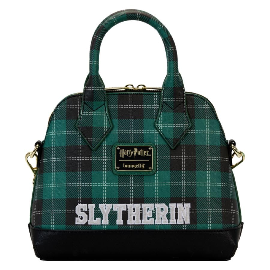 Loungefly Harry Potter Slytherin Patch Varsity Plaid Crossbody Bag