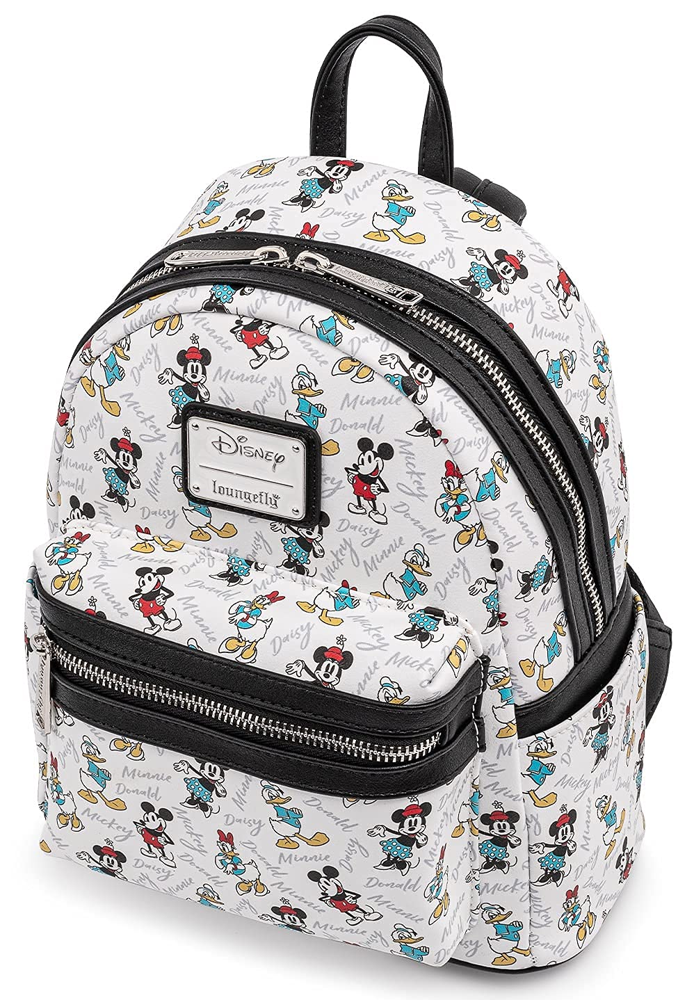Loungefly Disney Mickey Minnie Mouse Donald Daisy Mini Backpack Handbag White