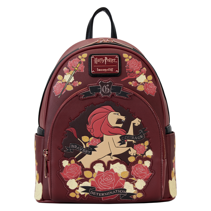 Loungefly Harry Potter Gryffindor House Floral Tattoo Mini Backpack