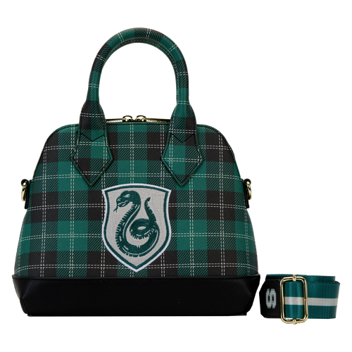 Loungefly Harry Potter Slytherin Patch Varsity Plaid Crossbody Bag