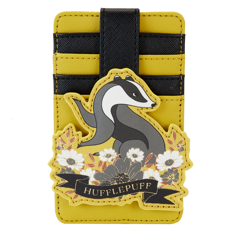 harry potter hufflepuff house floral tattoo mini backpack Loungefly Harry Potter Hufflepuff House Floral Tattoo Card Holder – LF Lounge VIP