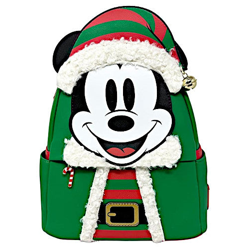 EXCLUSIVE DROP: Loungefly Christmas Mickey Mouse Elf Cosplay Mini Backpack - 11/7/23