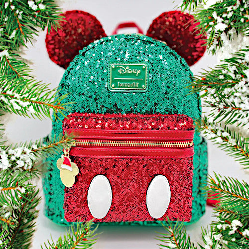 EXCLUSIVE RESTOCK: Loungefly Mickey Mouse Christmas Sequin Mini Backpack - 11/3/23