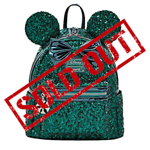 EXCLUSIVE RESTOCK: Loungefly Disney Minnie Mouse Emerald Green Sequin Mini Backpack - 5/3/23