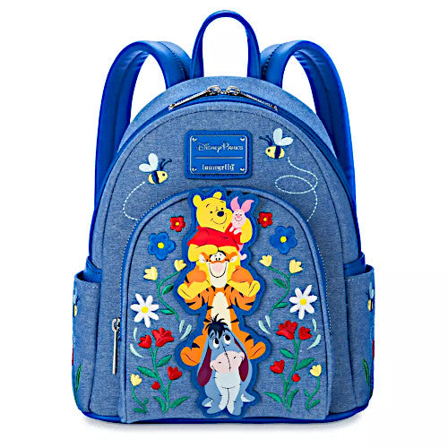 denim mini backpack Loungefly Disney Winnie the Pooh and Friends Mini Backpack -
