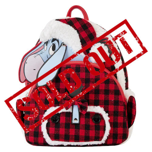 eeyore mini backpack Winnie The Pooh Exclusive Eeyore Winter Plaid Pajama Sherpa Mini Backpack | Officially Licensed | Plastic/Vegan Leather