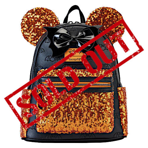 disney parks minnie mouse halloween mini loungefly backpack Minnie Mouse Exclusive Halloween Sequin Mini Backpack | Officially Licensed | Plastic/Vegan Leather/Silicone
