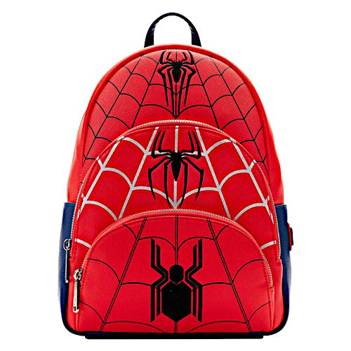 Exclusive - Spider-Man Triple Pocket Multi Logo Mini Backpack | Officially Licensed | Vegan Leather