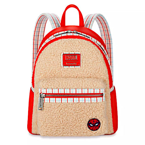 fur mini backpack Marvel's Loungefly Spider-Man Backpack, Beige/red