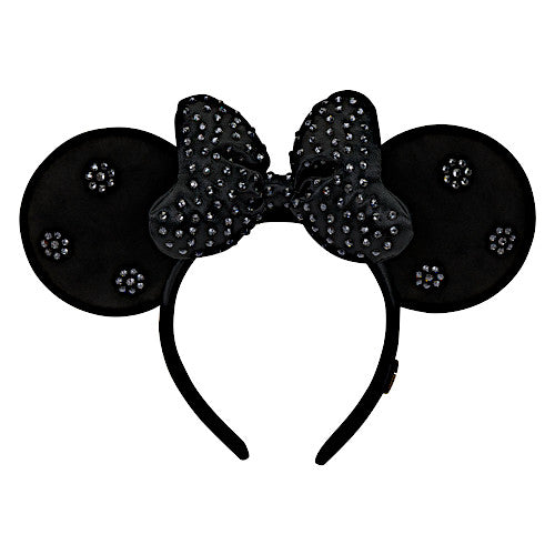 Black and White Minnie Ear Headband with rhinestones Disney disneyland 60th anniversary crystal rhinestone minnie  main image 4