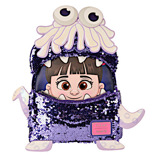 monsters inc boo in purple costume EXCLUSIVE DROP: Loungefly Monsters Inc Boo Costume Sequin Mini Backpac – LF Lounge VIP