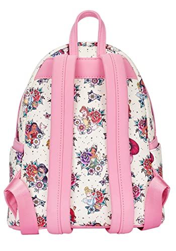Loungefly Disney Princess Tattoo All Over Print Womens Double Strap Shoulder Bag Purse