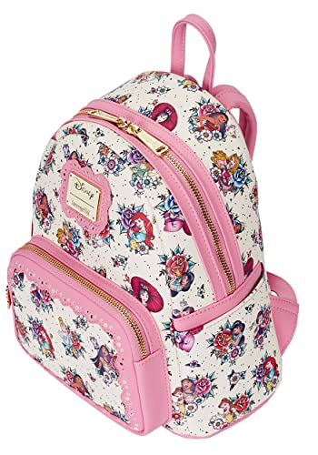 Loungefly Disney Princess Tattoo All Over Print Womens Double Strap Shoulder Bag Purse