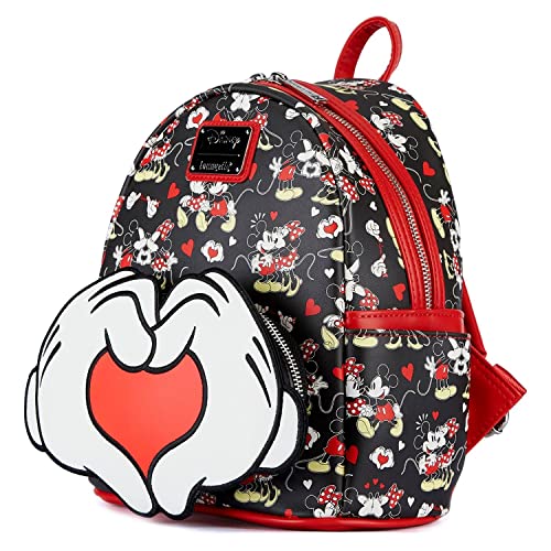 Loungefly Disney Mickey and Minnie Heart Hands Womens Double Strap Shoulder Bag Purse