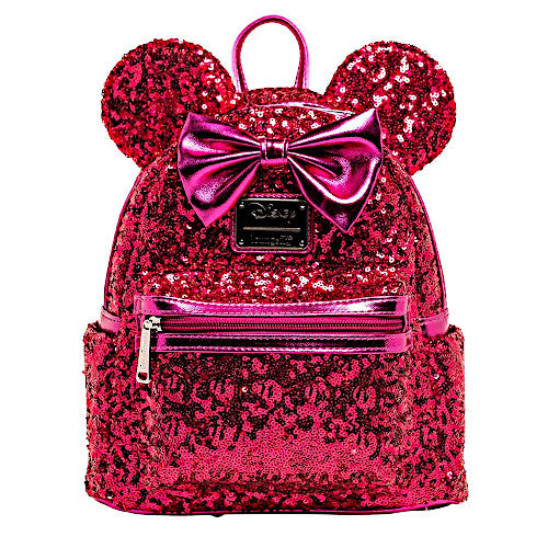 disney parks loungefly pink sequin minnie mouse mini backpack Loungefly Mini Backpack- Minnie Mouse Magenta Sequin