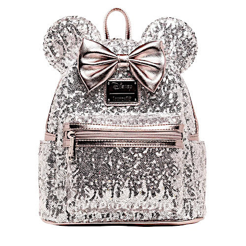 EXCLUSIVE RE-RELEASE: Loungefly Disney Minnie Mouse Silver Sequin Mini Backpack - 10/29/21