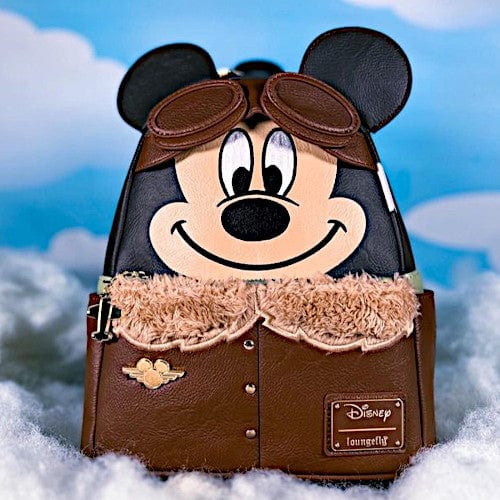 disney mickey mouse cartoon faux leather mini backpack EXCLUSIVE DROP: Loungefly Disney Aviator Mickey Cosplay Mini Backpack