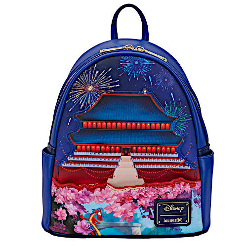 LOUNGEFLY Sleeping Beauty Princess Backpack Bag - Pink Scenes