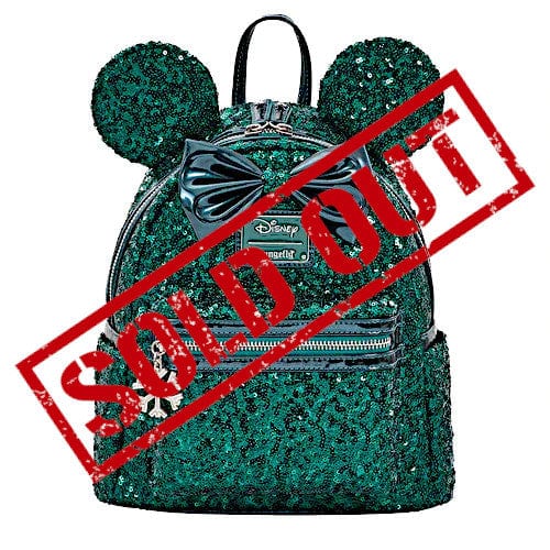Disney Parks Loungefly Minnie Mouse Mint Green Sequin Spring Mini Backpack  NEW