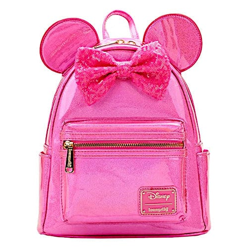 Disney - Minnie Mouse Pink Glitter 10 inch Faux Leather Mini Backpack