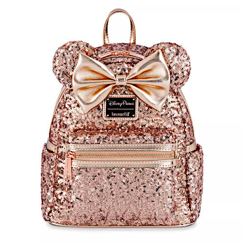 EXCLUSIVE DROP: Loungefly Disney Parks Minnie Mouse Sequin Rose Gold Mini Backpack - 1/2/23