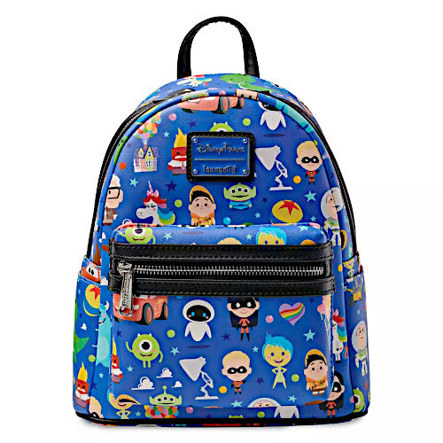 EXCLUSIVE DROP: Loungefly Disney Parks Pixar Chibi Characters AOP Mini Backpack
