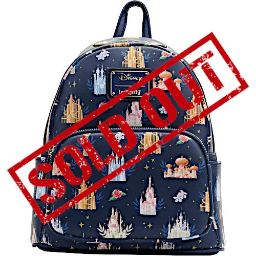 disney parks princesses loungefly mini backpack EXCLUSIVE DROP: Loungefly Disney Princess Castles AOP Mini Backpack