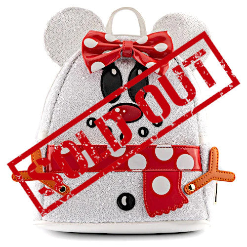 disney snowman minnie mouse sequin cosplay mini backpack Exclusive - Disney Snowman Minnie Mouse Sequin Cosplay Mini Backpack | Officially Licensed | Vegan Leather