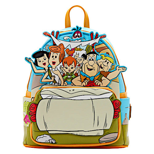 fictsn mini backpack Exclusive - The Flintstones Flintmobile Mini Backpack | Officially Licensed | Vegan Leather