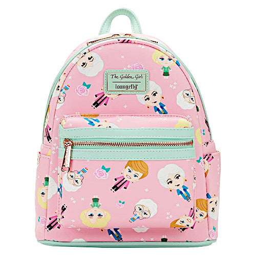 girl with mini backpack EXCLUSIVE DROP: Loungefly Golden Girls Chibi AOP Mini Backpack