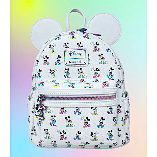 EXCLUSIVE DROP: Loungefly Mickey Mouse Pastel Rainbow Poses AOP Mini Backpack - 3/22/23