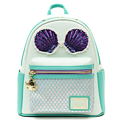 ariel sequin mini backpack by loungefly Exclusive - | Officially Licensed | Vegan Leather The exclusive Loungefly Disney Little Mermaid Ariel Princess Sequin Series Mini Backpack mimics Ariels classic mermaid look Disney Unboxing Little Mermaid Ariel