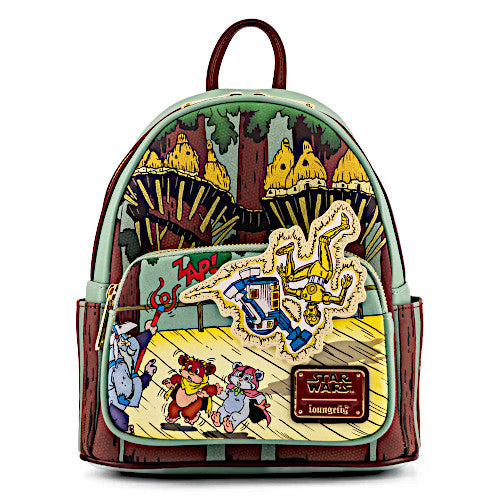 ewok mini backpack by loungefly star wars Exclusive - Ewoks and Droids Glow in the Dark Mini Backpack | Officially Licensed | Plastic/Vegan Leather