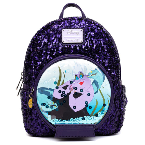 EXCLUSIVE DROP: Loungefly Disney Villains Ursula Sequin Snow Globe Mini Backpack