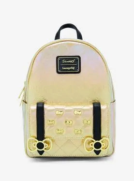 Loungefly Sanrio Hello Kitty Gold Bows Metallic Mini Backpack