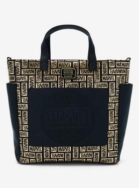 Loungefly Marvel Metallic Logo Allover Print Tote Bag