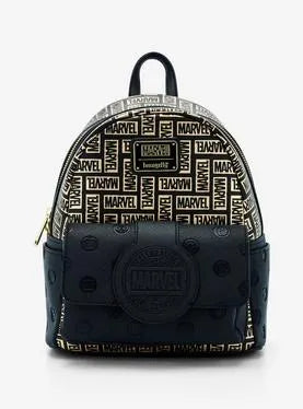 Loungefly Marvel Metallic Logo Allover Print Mini Backpack