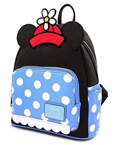 Loungefly Positively Minnie Polka Dot Mini Backpack Light Blue-Black-White
