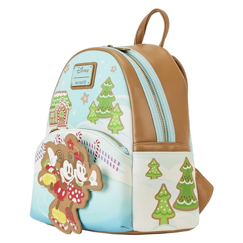 Loungefly Disney Mickey and Minnie Ice Skating Holiday (Gingerbread Scented) Mini-Backpack, Amazon Exclusive