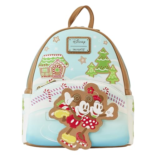 Loungefly Disney Mickey and Minnie Ice Skating Holiday (Gingerbread Scented) Mini-Backpack, Amazon Exclusive