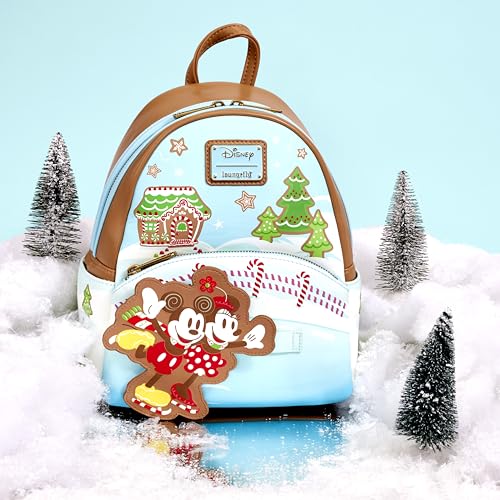 Loungefly Disney Mickey and Minnie Ice Skating Holiday (Gingerbread Scented) Mini-Backpack, Amazon Exclusive