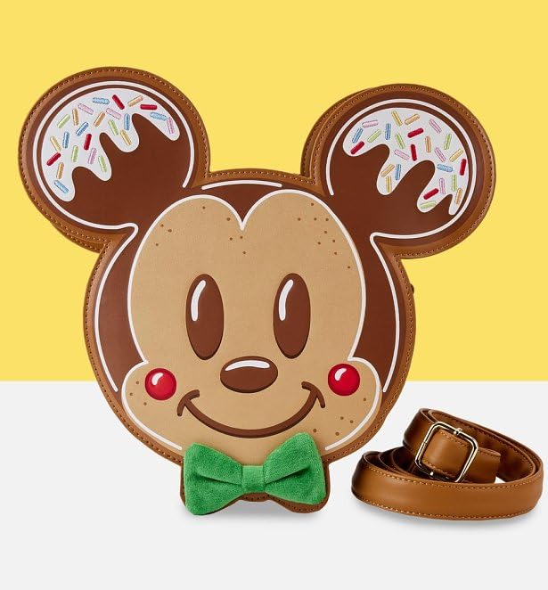 Loungefly x Disney Mickey and Minnie Gingerbread Cookie Figural Crossbody Bag -Disney Lover Disneybound Christmas Holiday