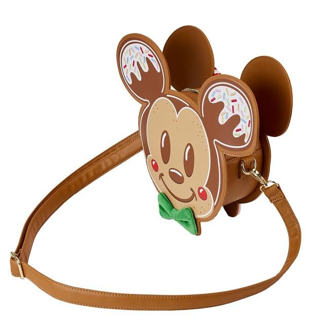 Loungefly x Disney Mickey and Minnie Gingerbread Cookie Figural Crossbody Bag -Disney Lover Disneybound Christmas Holiday