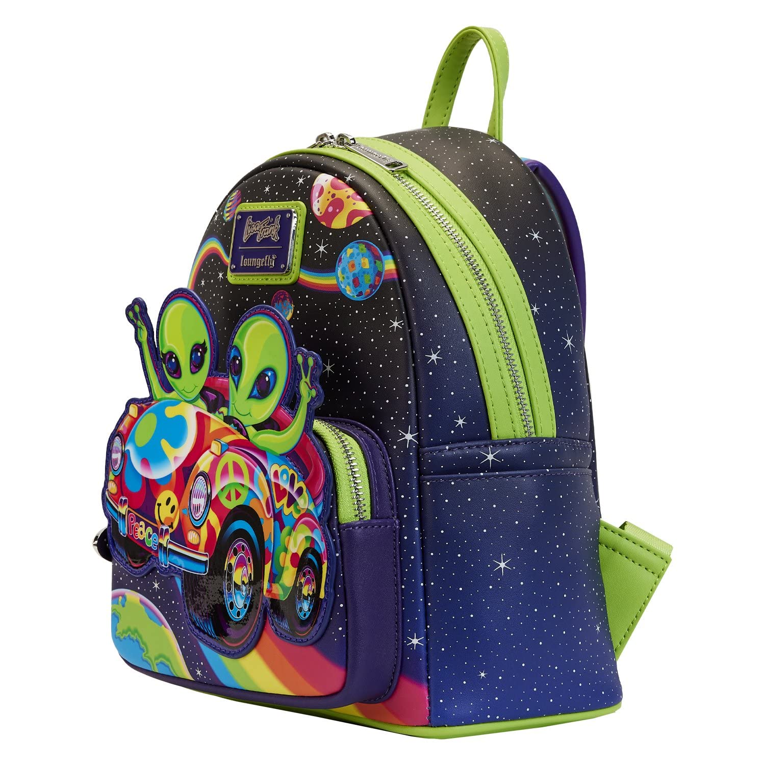 NWT Loungefly store lisa frank alien rainbow glow in dark mini backpack