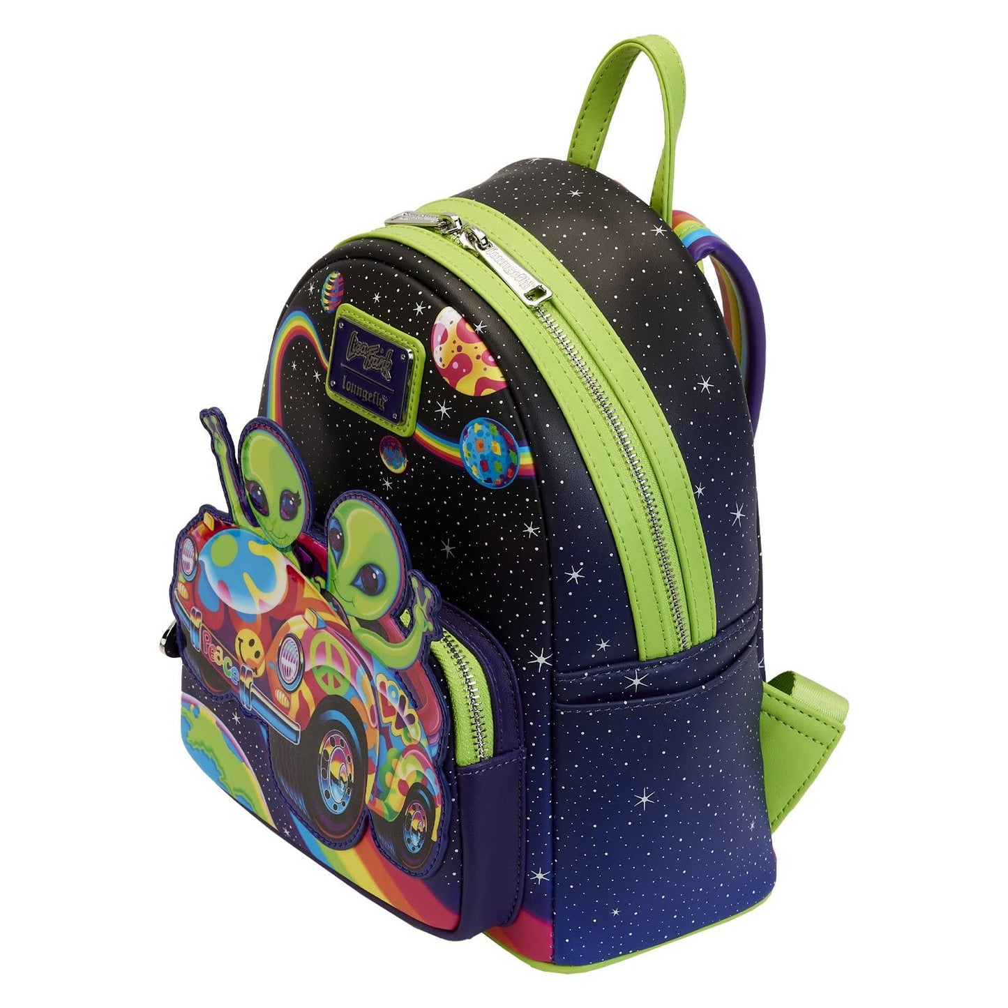 Loungefly Lisa Frank Cosmic Alien Ride Glow in the Dark Mini Backpack