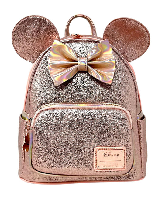 Loungefly Disney Minnie Mouse Pink Rose Metallic Womens Double Strap Shoulder Bag Purse