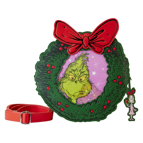 Loungefly Dr. Seuss' How the Grinch Stole Christmas Wreath Crossbody Bag